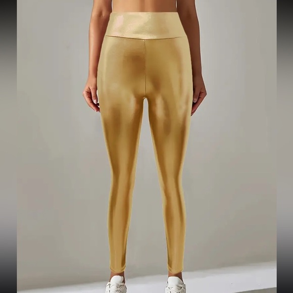 NEW Metallic Gold Foil Leggings XL - Picture 2 of 4